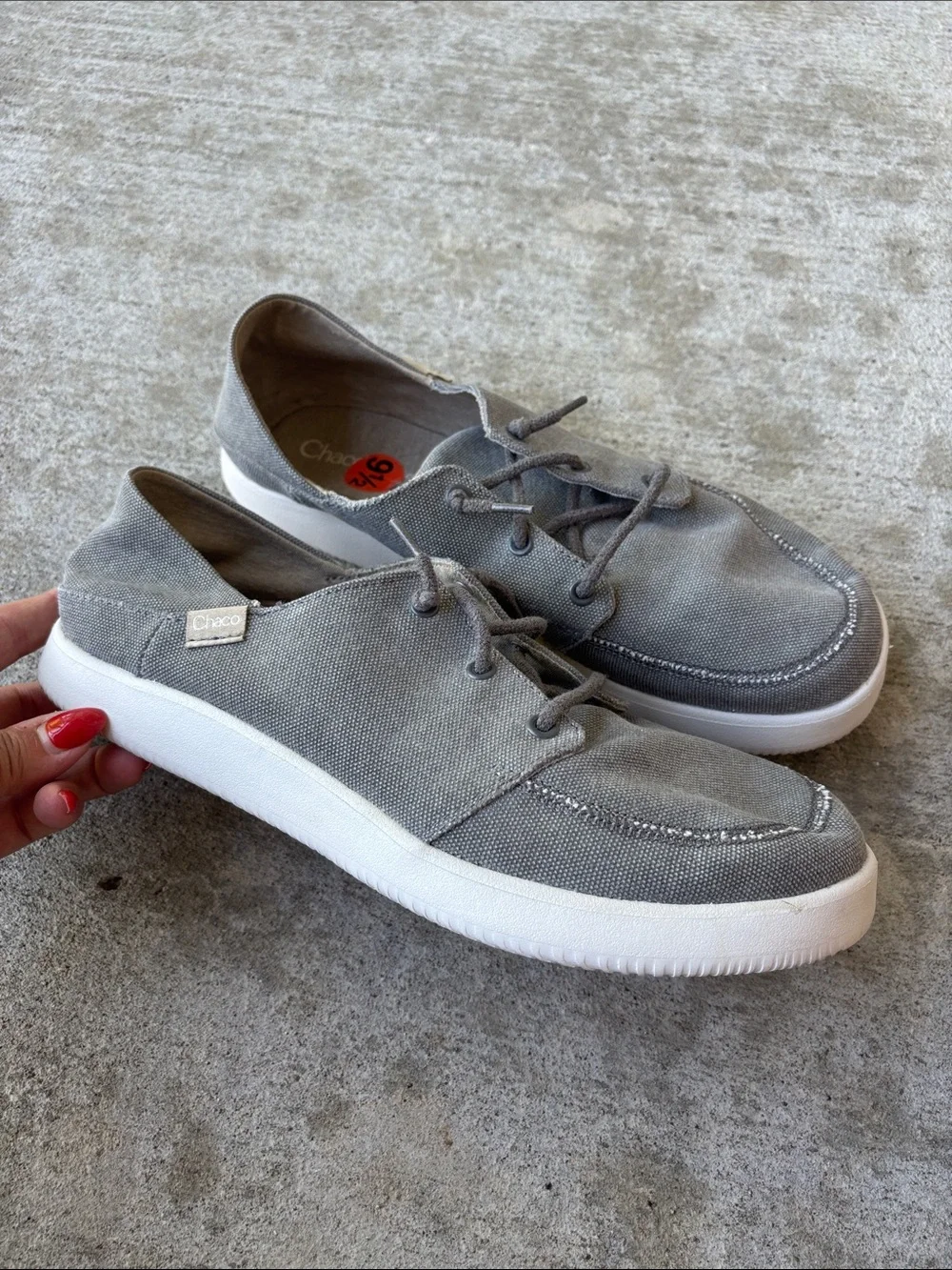 Chaco Gray Canvas Lace-Up Low-Top Sneakers